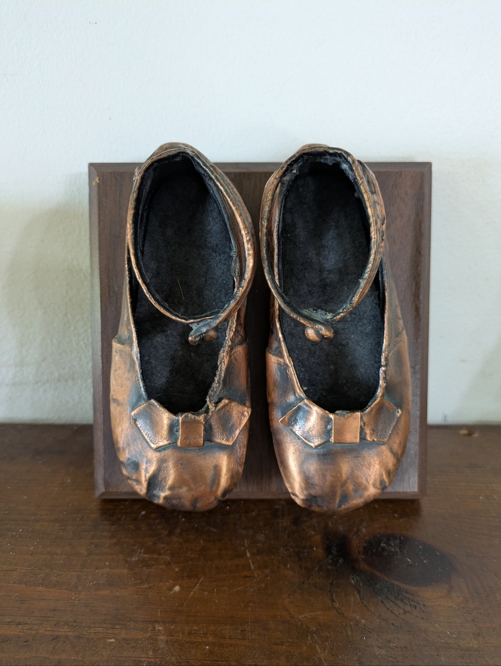 Vintage Bronzed Mary Jane Baby Shoes - Antique Patina Decor Girl Nursery Plaque